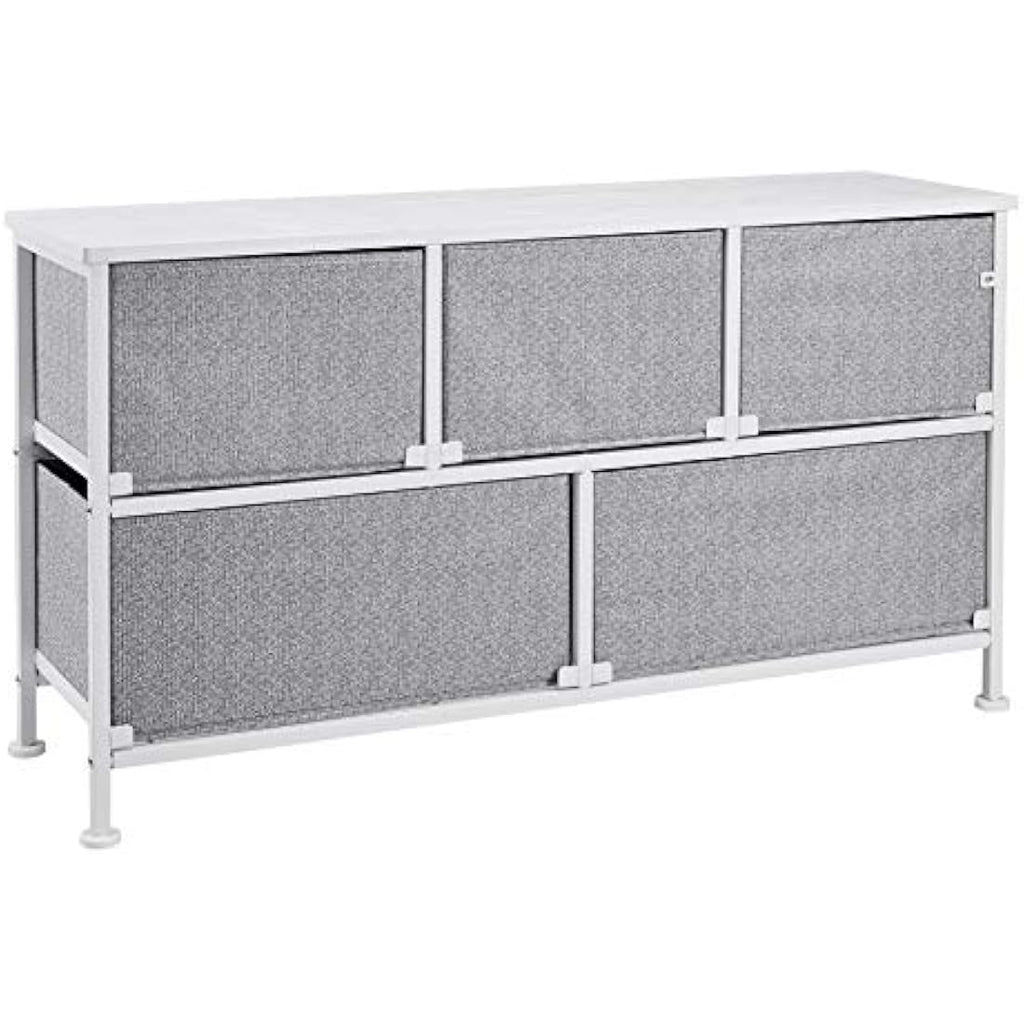 Jolof Store 5-Drawer Fabric Storage Organizer – Extra Wide White Dresser
