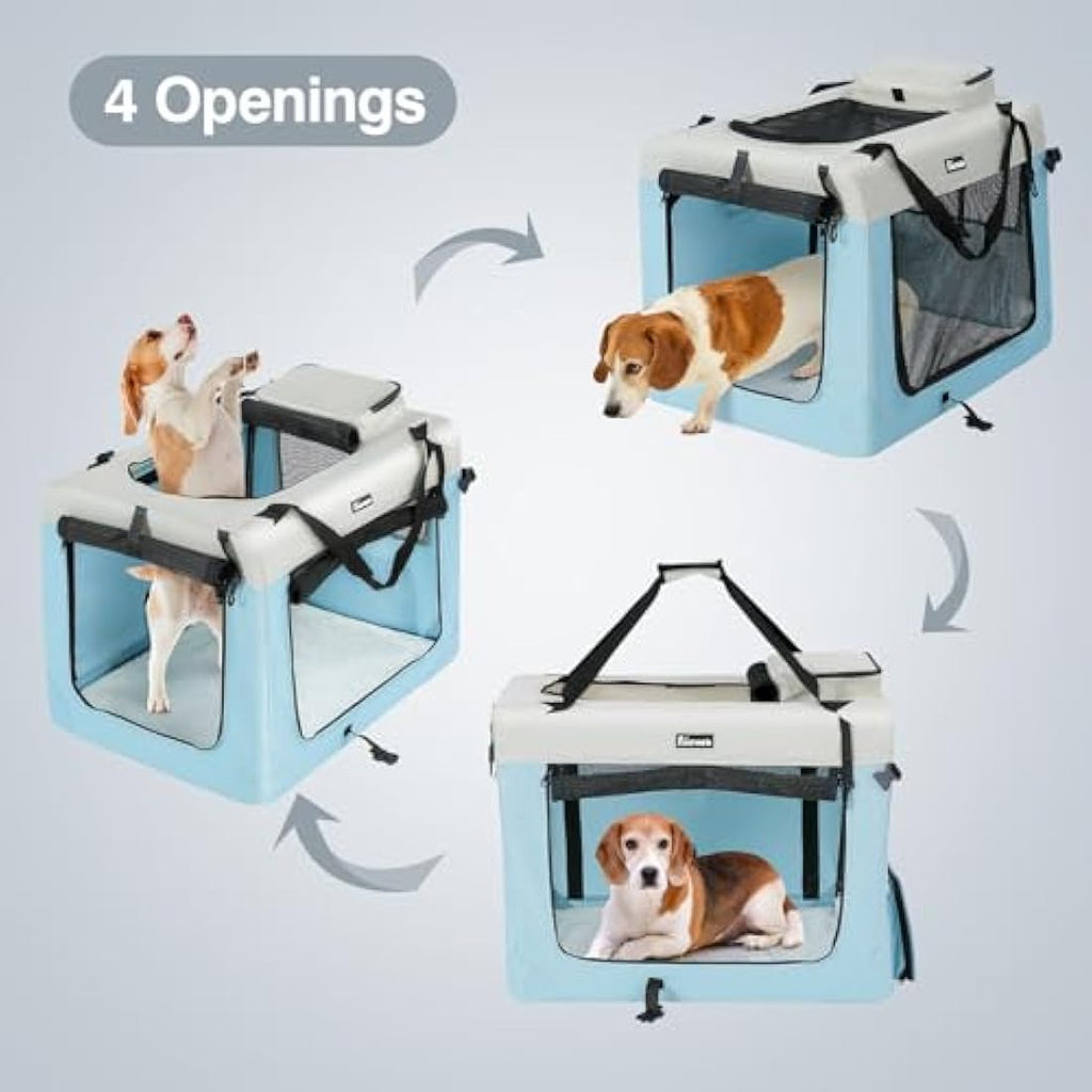 Reerooh Foldable Dog Carrier | Portable Soft Travel Crate with Steel Frame