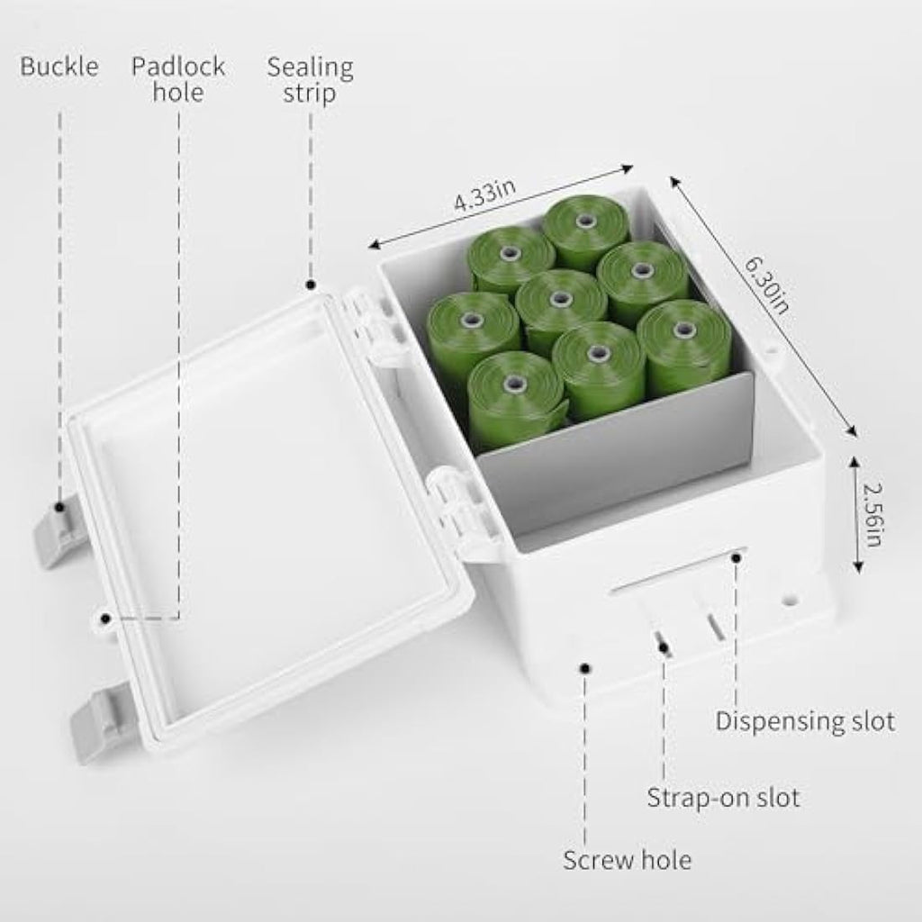 Waterproof Dog Poop Bag Dispenser – Wall Mounted Outdoor ABS