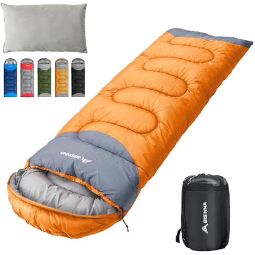 BISINNA Sleeping Bag with Pillow – 4 Season Waterproof Camping Gear