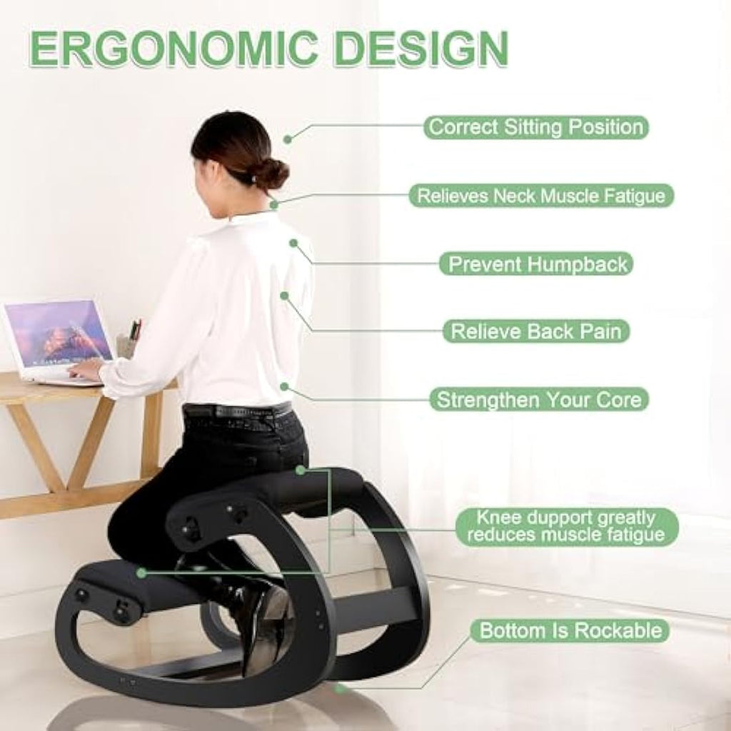 Ergonomic Kneeling Chair – Adjustable Wood Posture Stool
