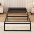 Single Metal Bed Frame – 90x190cm Steel Slat Support, Black