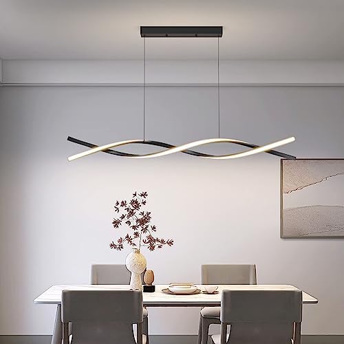 Mikeru 120CM Wave LED Pendant Light | Dimmable Black Kitchen Island Lamp