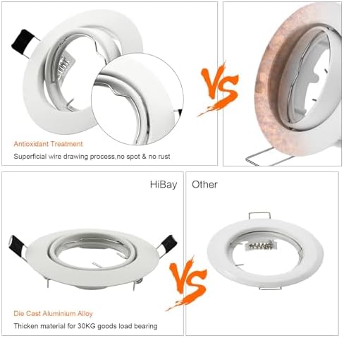 HiBay 10-Pack GU10 Recessed Ceiling Downlights | White Rotatable Spotlights