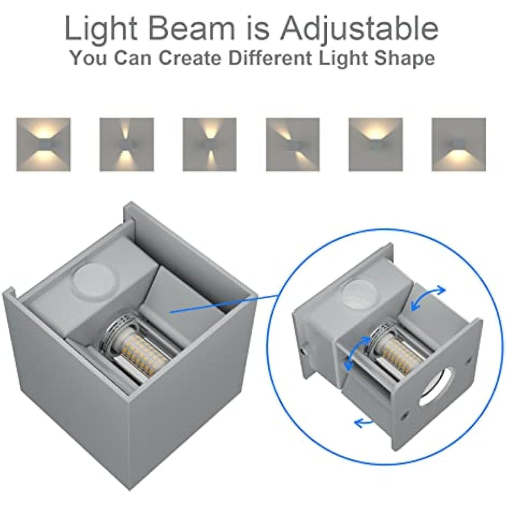 Klighten Outdoor Wall Light with Motion Sensor - IP54 Waterproof Grey 2PCS