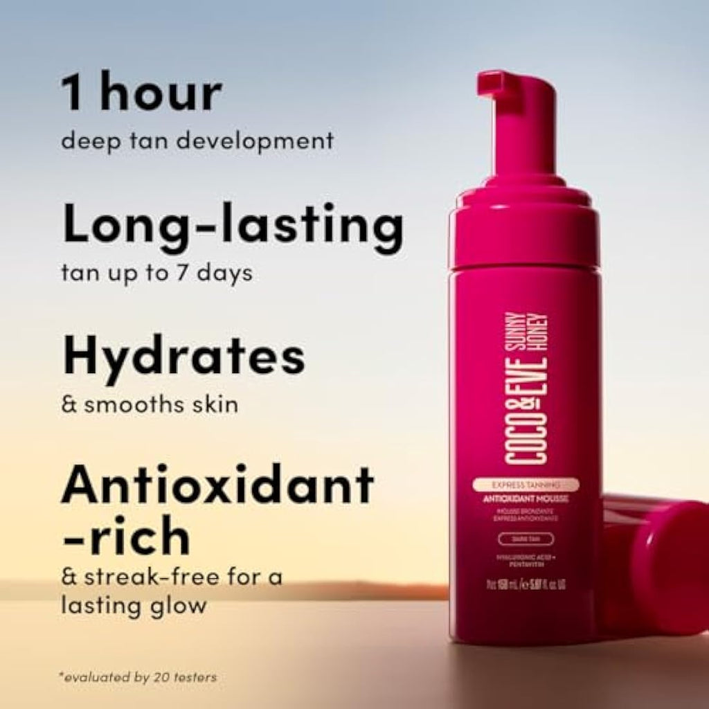 Coco & Eve Express Tanning Antioxidant Mousse – Dark Sunless Tan (150ml)