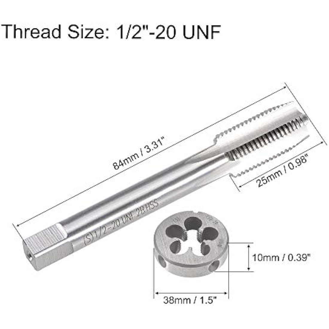 1/2"-20 UNF Tap and Die Set | HSS Machine Threading Tools