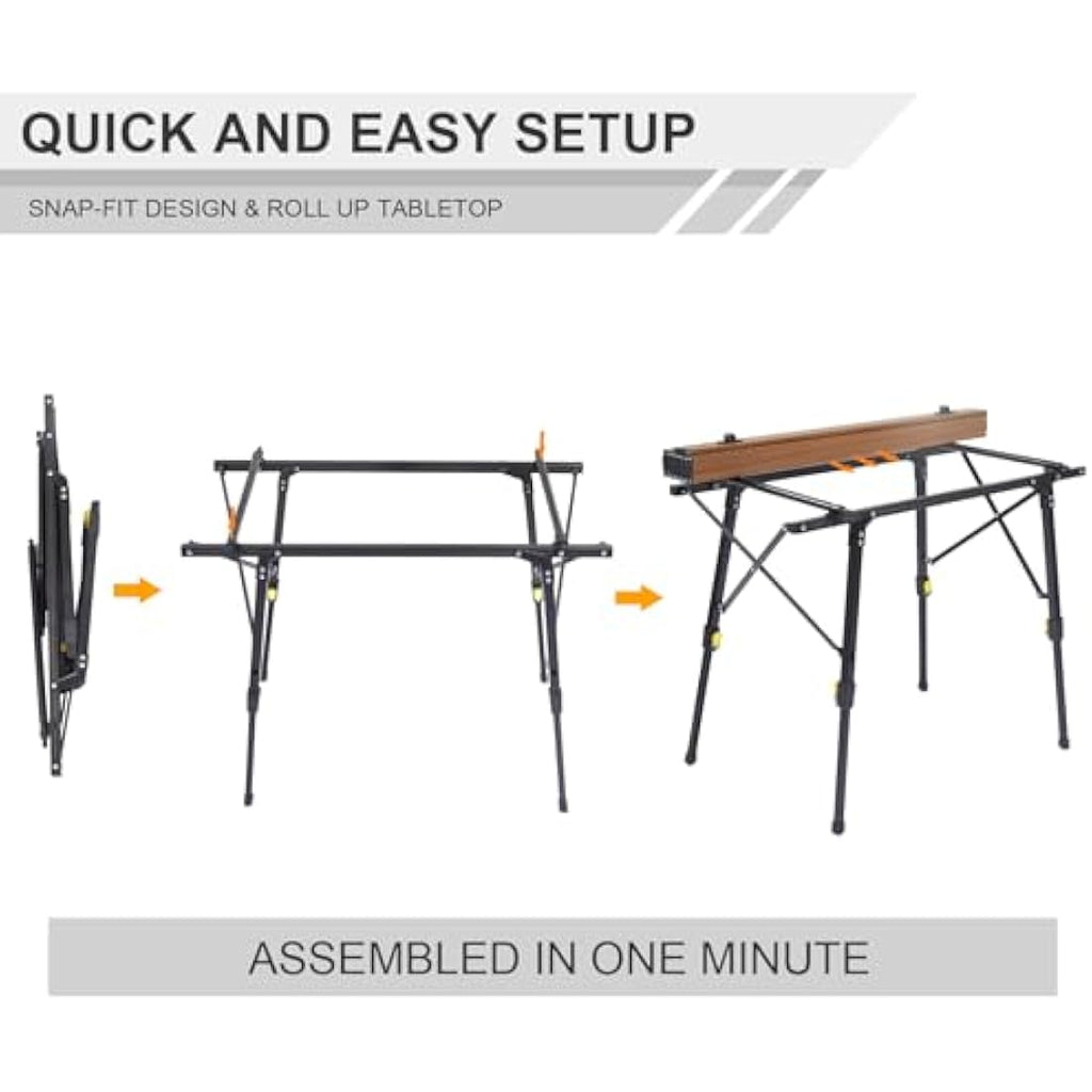 Portal Folding Camping Table – Adjustable Height Aluminum Picnic Table