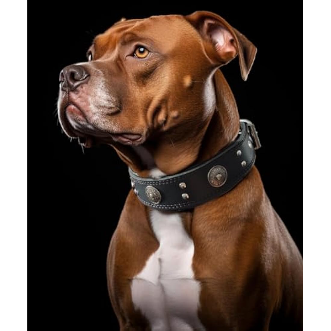 Jolof Store Wide Leather Dog Collar – Padded Handmade Cowhide, Black