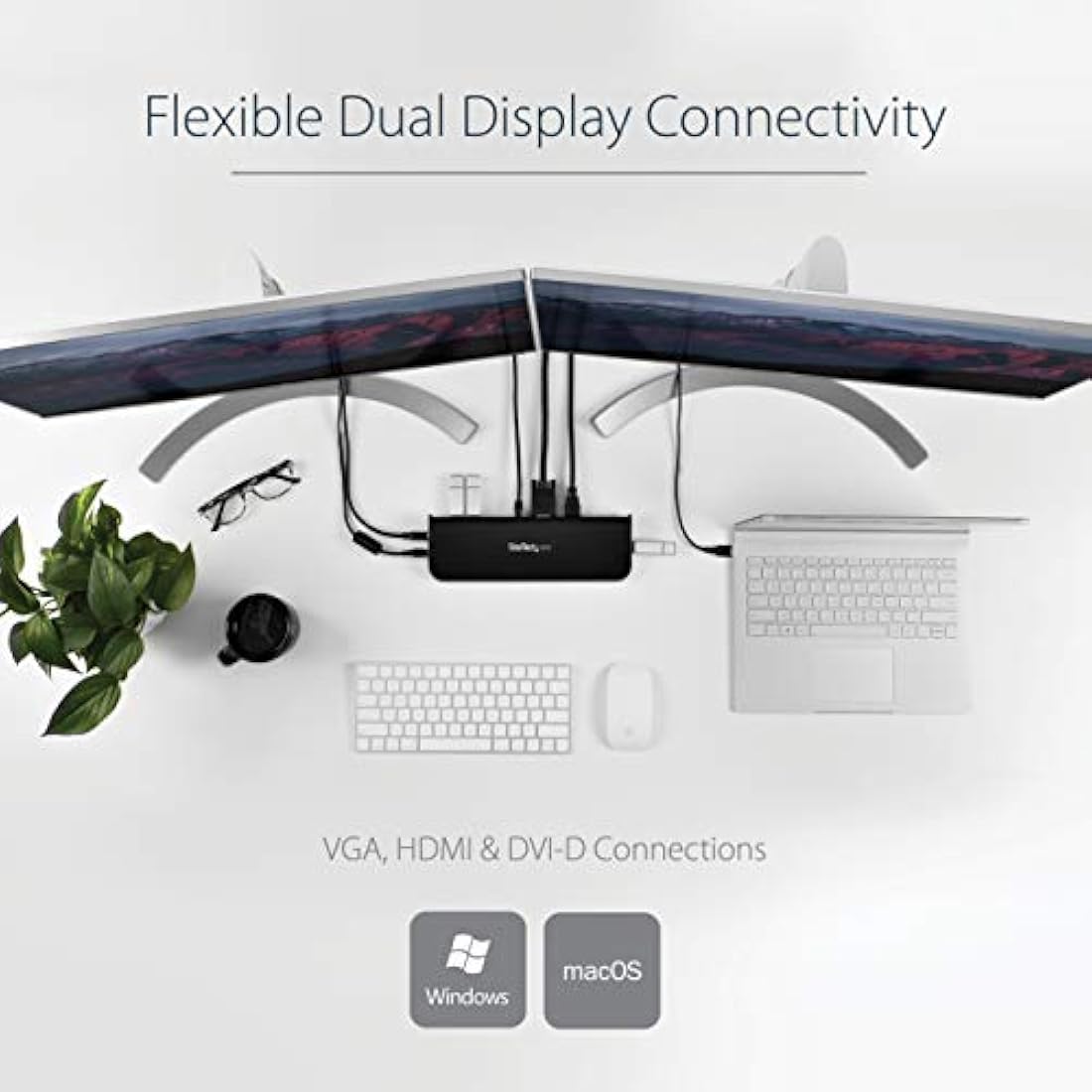StarTech.com USB 3.0 Dual Monitor Docking Station – HDMI/DVI/VGA