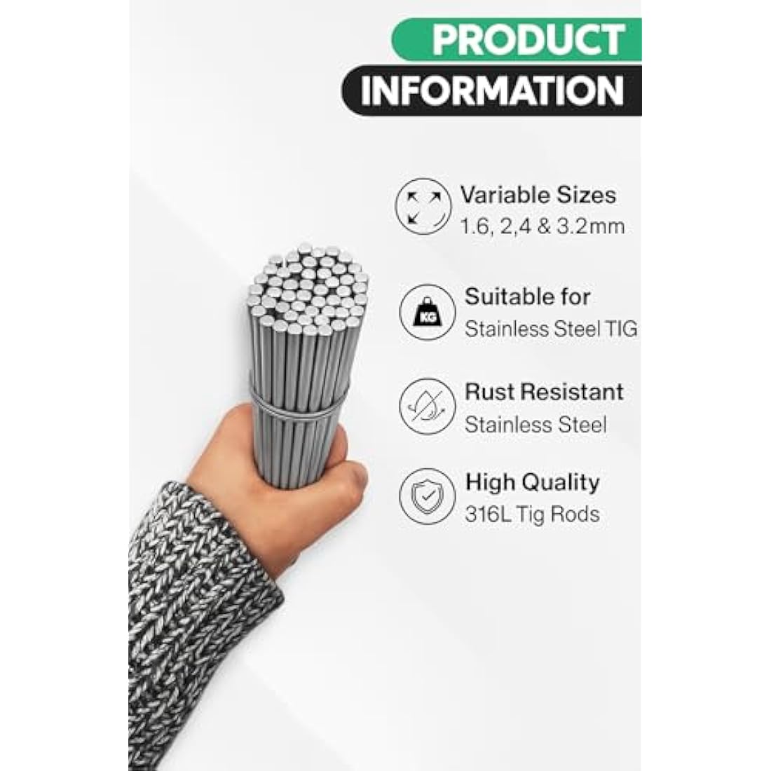 316L Stainless Steel TIG Welding Rods – 2.4mm x 330mm