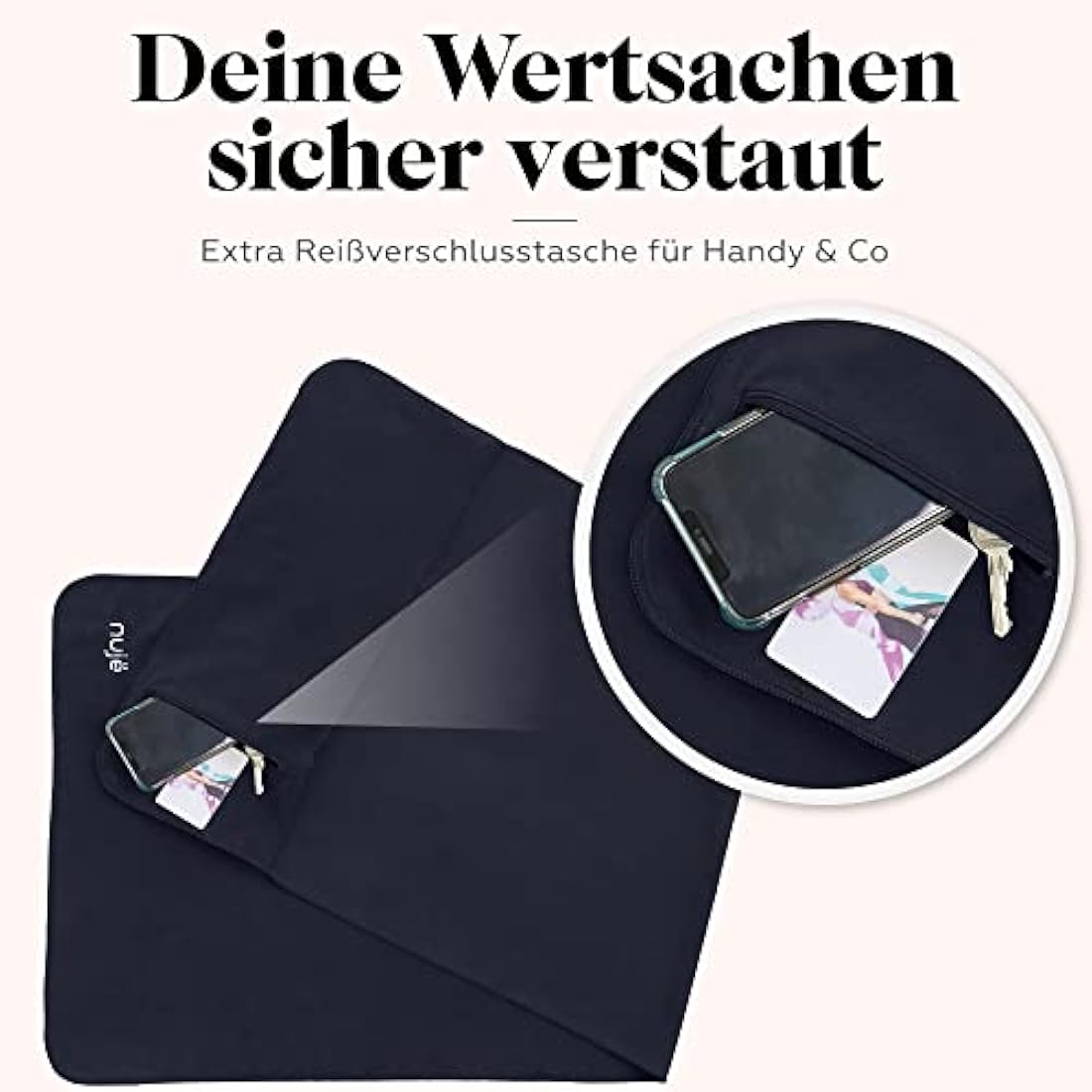 nujë Microfiber Fitness Towel 2-Piece Set with Pocket – Anthracite