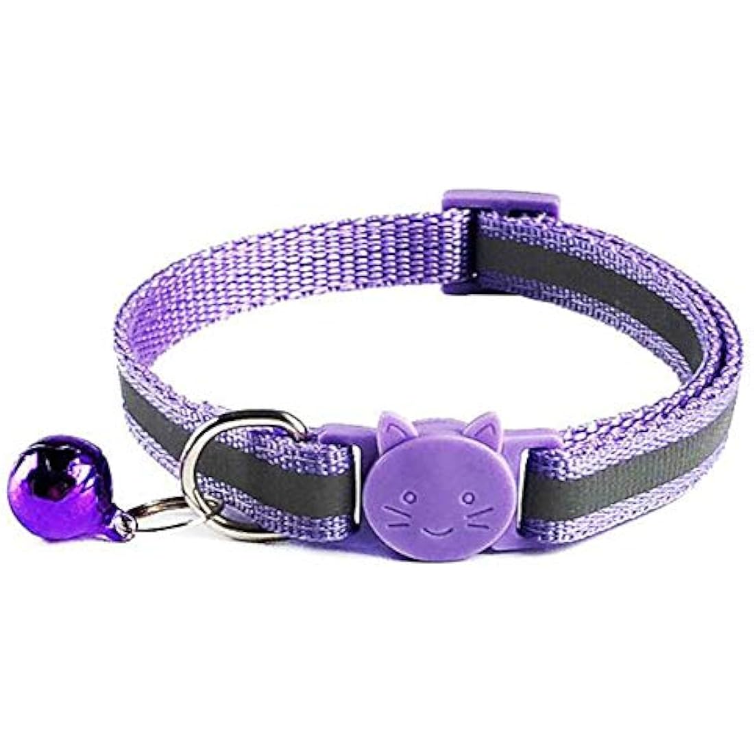 Tafeiya Reflective Cat Collars - 3-Pack Quick Release Safety Buckle (Purple)