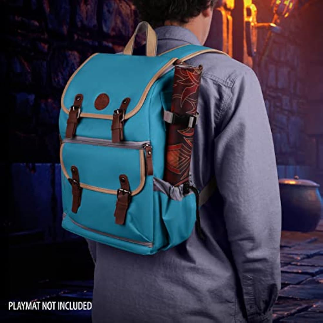 ENHANCE Trading Card Backpack - Blue Canvas TCG Bag with Playmat Holder