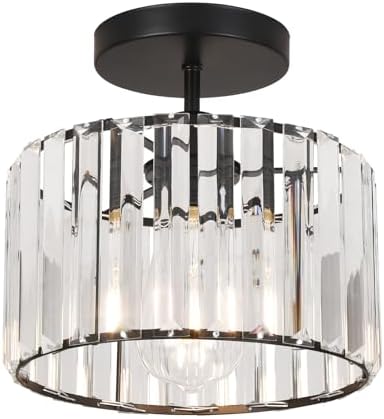ZYDTRIP Crystal Ceiling Light – Modern Rose Gold Semi Flush Mount Lamp