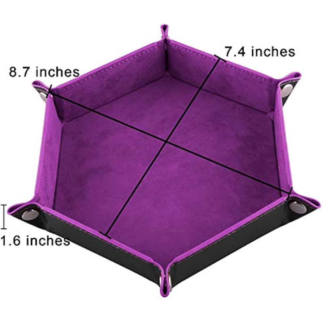 Hexagon Folding PU Leather Dice Tray for DND RPG – 4 Pack