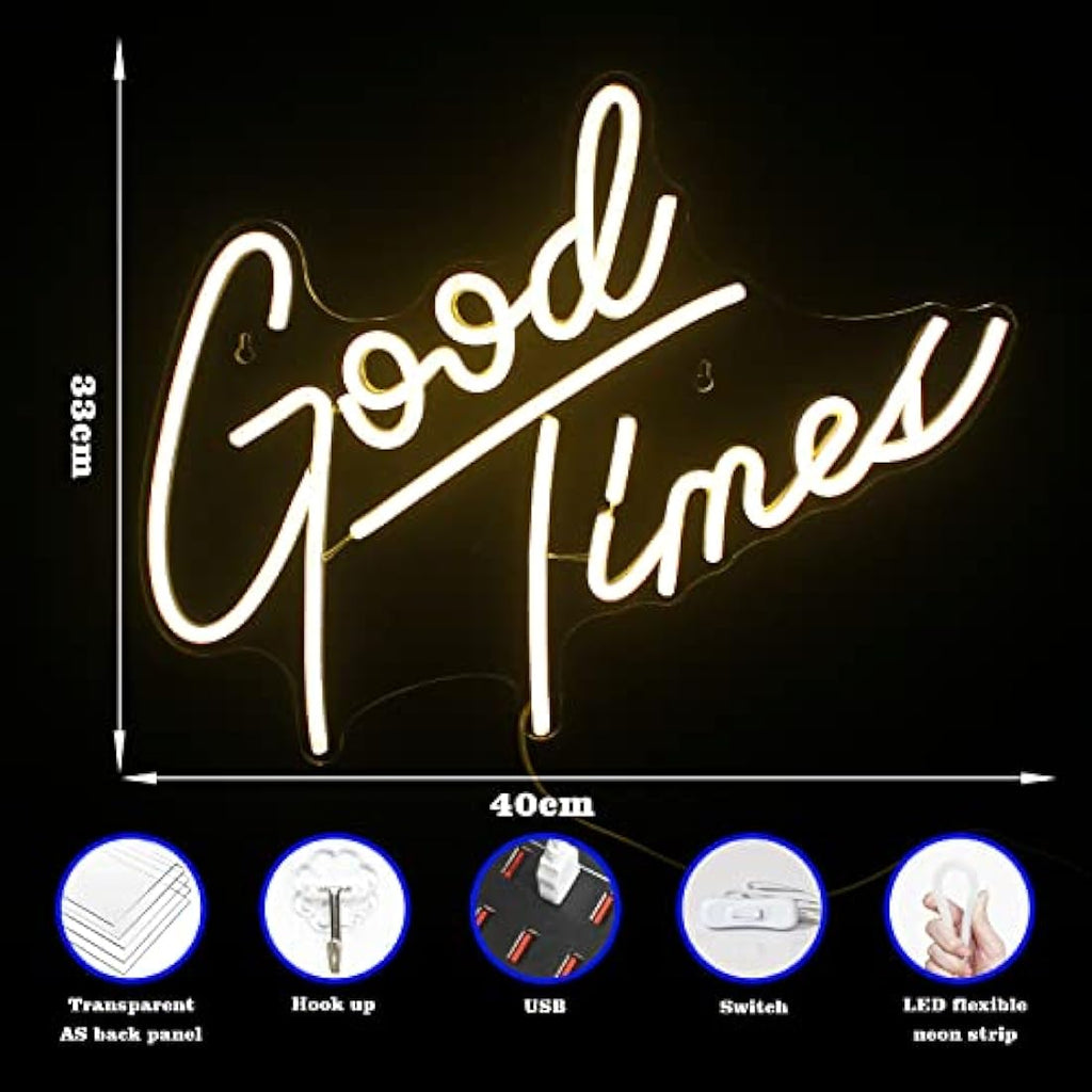Looklight Good Times Neon Sign – Warm White LED Wall Decor for Weddings