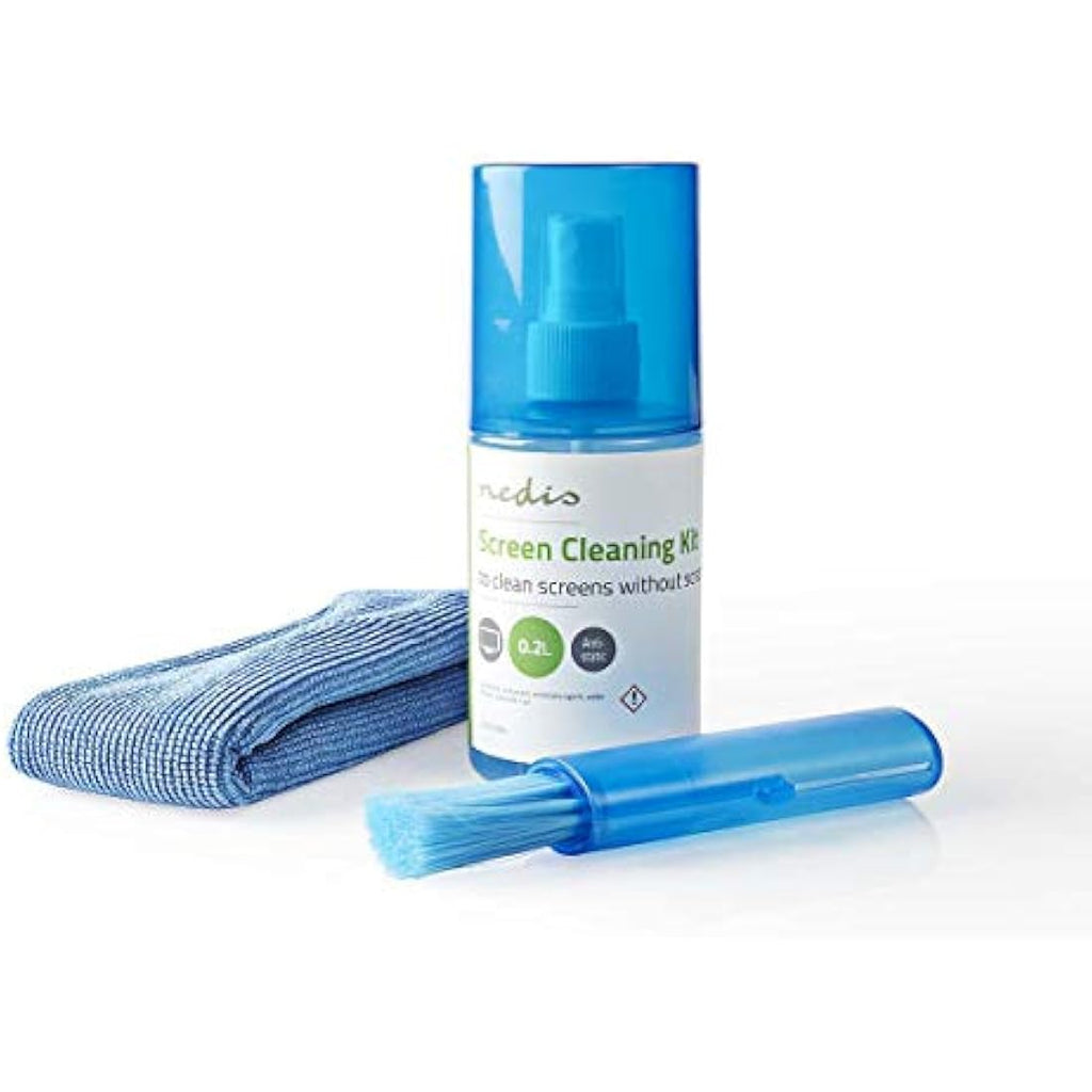 Nedis Screen Cleaner Kit – 200ml Spray with Brush and Pearl Cloth