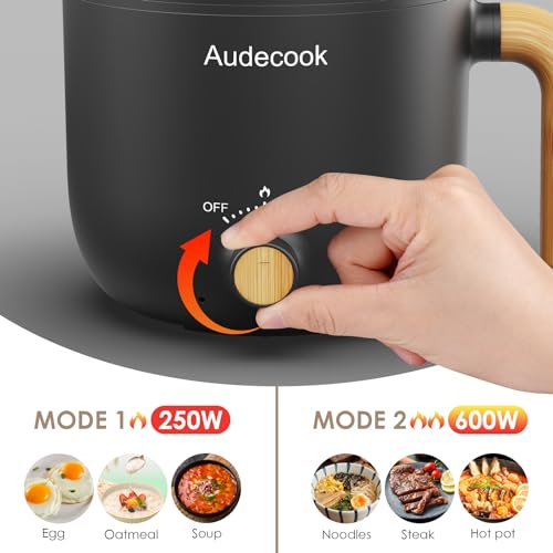 Audecook Electric Hot Pot with Steamer – 1.5L Portable Non-Stick Cooker