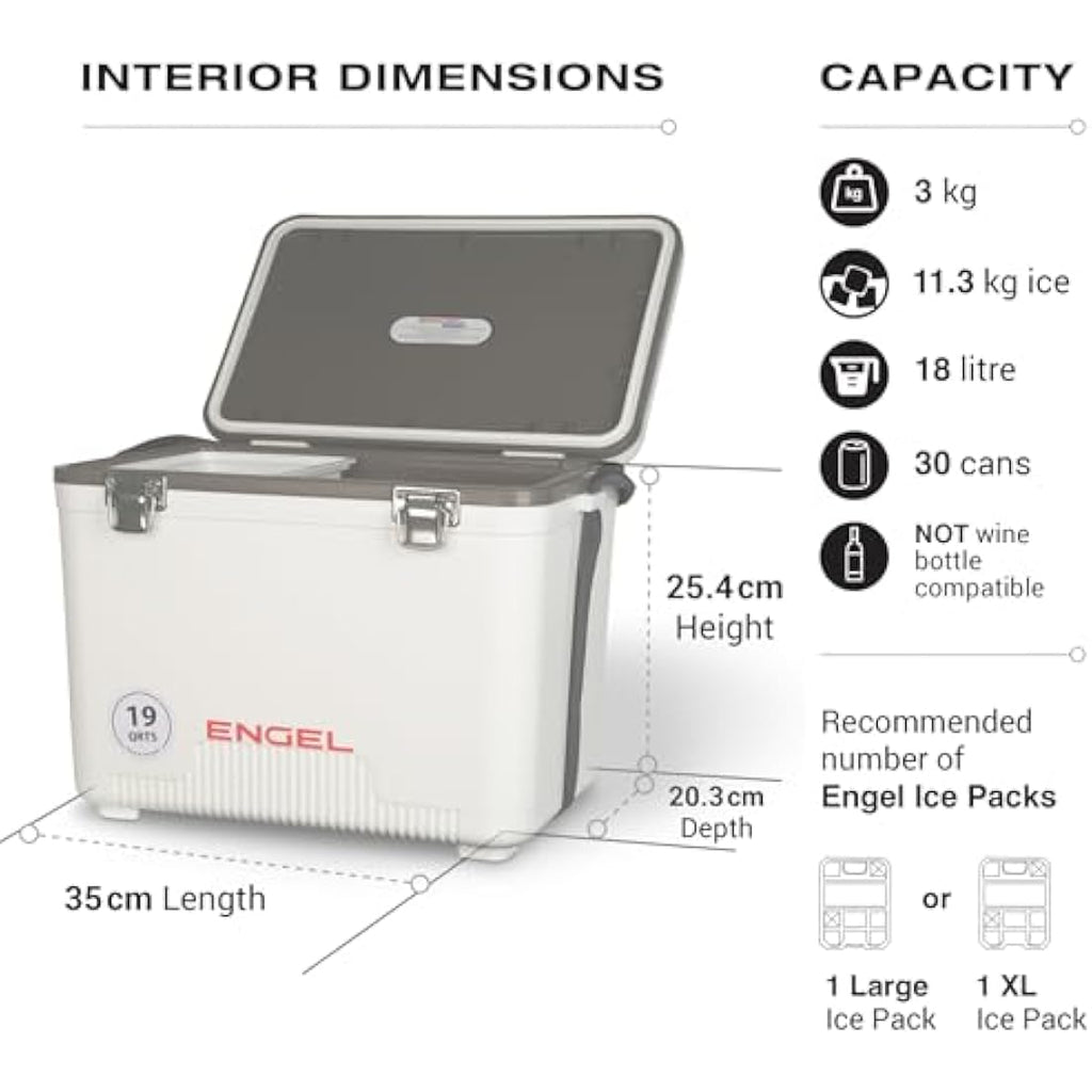 Engel 18L Cooler Box – Leak-Proof Drybox & Portable Icebox for 30 Cans