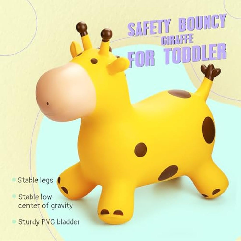 U&C Planet Inflatable Giraffe Hopper | Bouncy Ride-on Toy for Kids