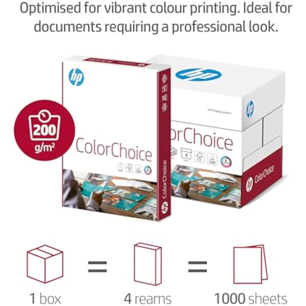 HP Color Choice A4 Paper 250gsm Heavyweight Cardstock - White (250 Sheets)