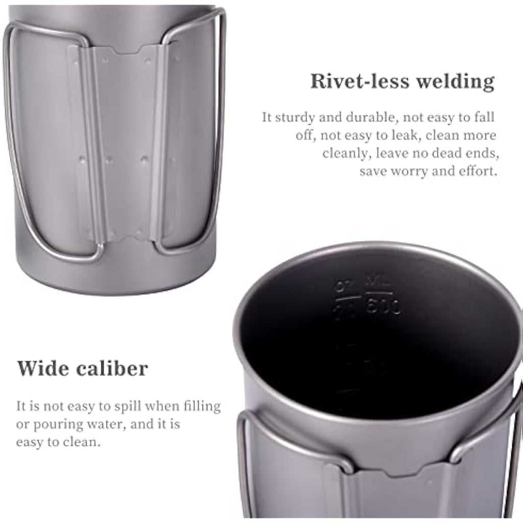 iBasingo Titanium 1050ml Bottle & 600ml Nesting Cup Set for Camping
