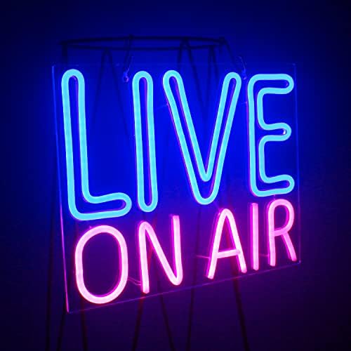 Looklight Live On Air Neon Sign | Blue & Pink LED Wall Art for Streaming