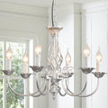 JIINOO French Country Chandelier | 6-Light Silver Rustic Farmhouse Pendant