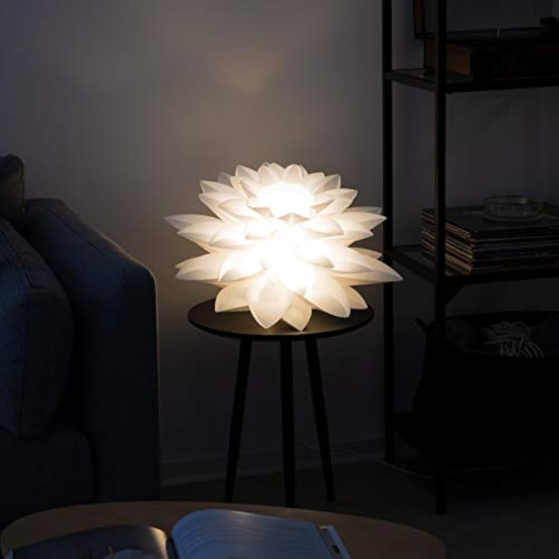 kwmobile Lotus Flower DIY Puzzle Pendant Lamp Shade - White, 20 Inch