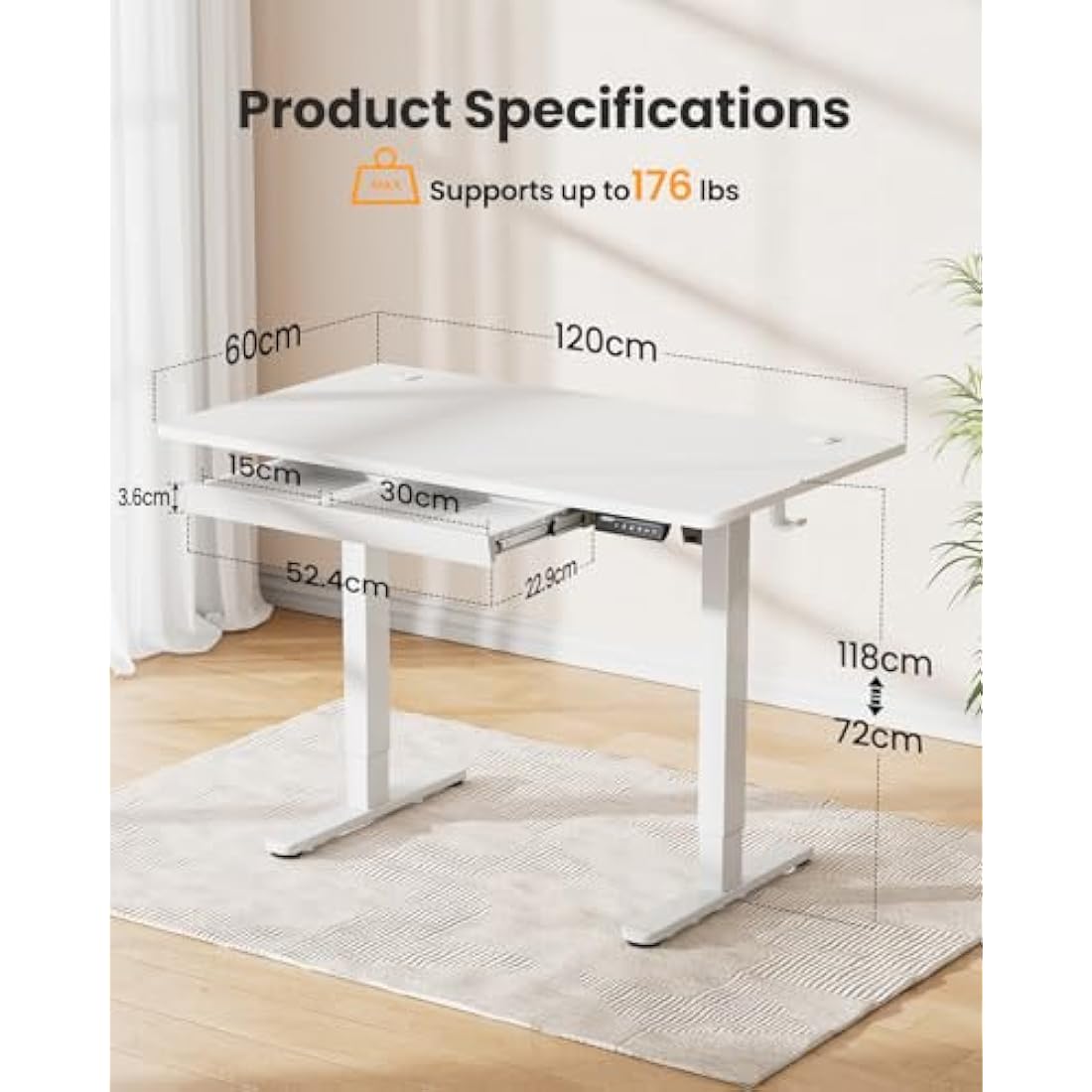 ErGear Electric Standing Desk 120x60cm | Height Adjustable Sit Stand Table