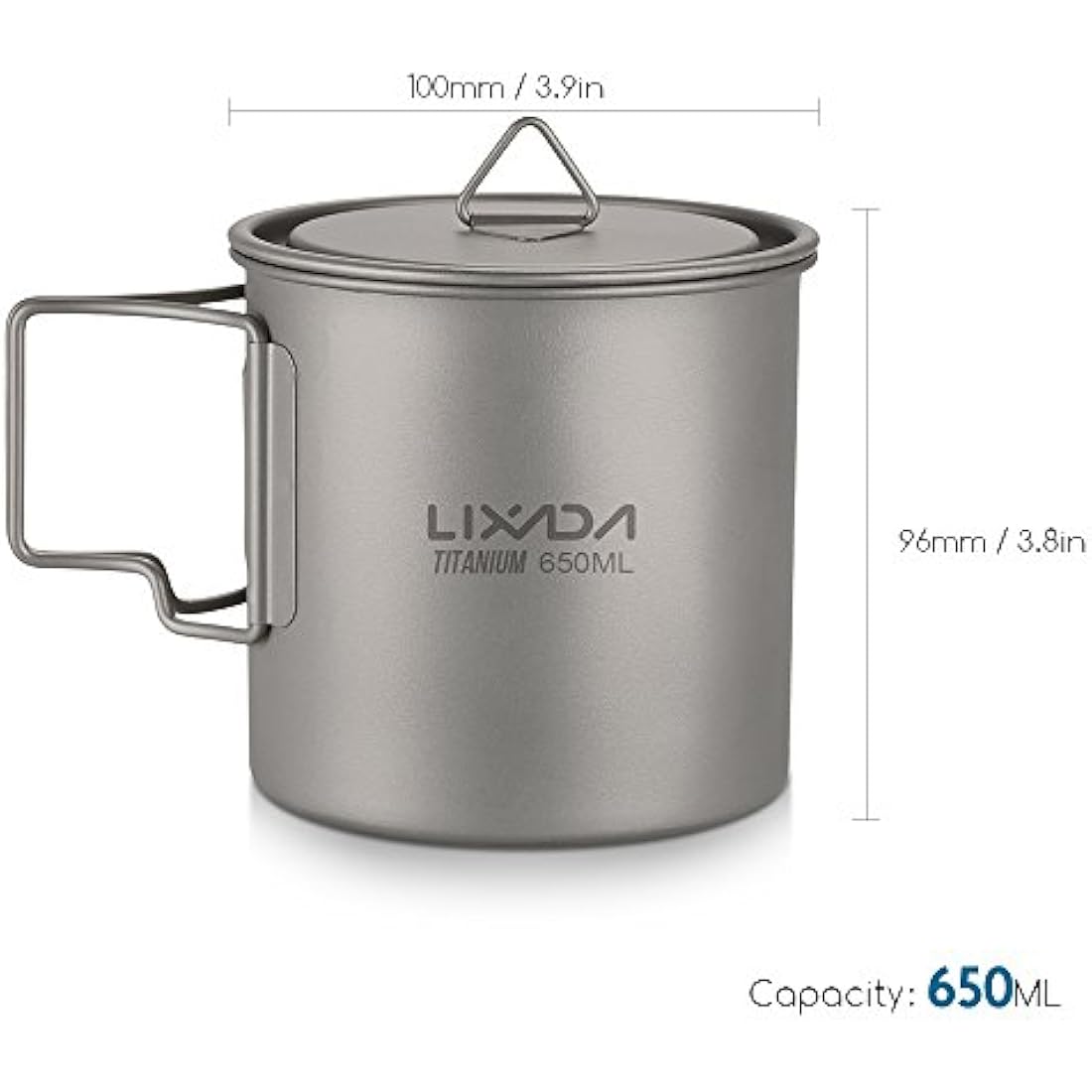 Lixada Titanium Camping Cup with Lid and Foldable Handle – Ultralight