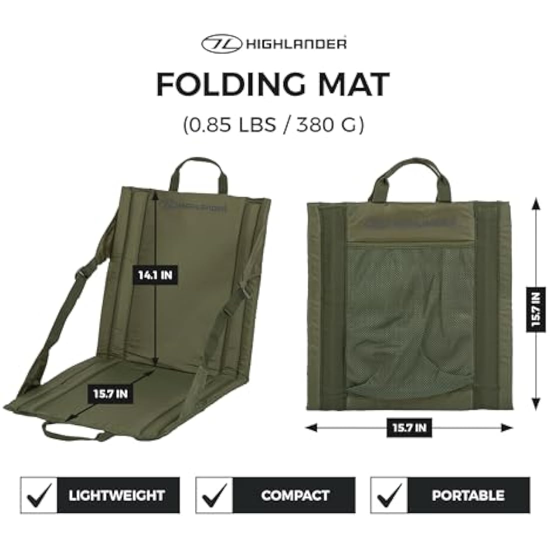 Highlander Outdoor Sit Mat – Portable Folding Stadium Seat with Back Support