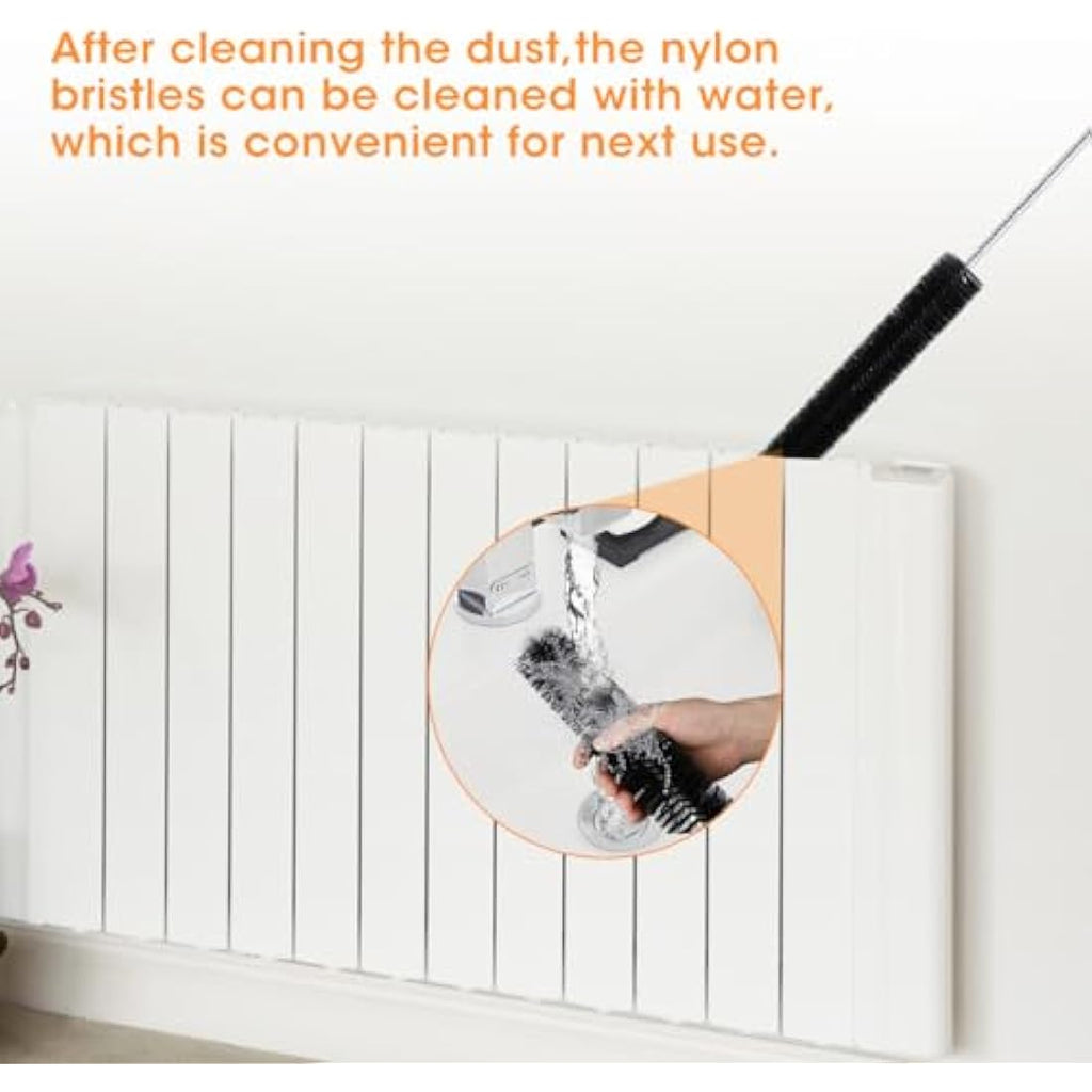 Aieve 80cm Radiator Cleaner Brush | Flexible Long Duster with Wood Handle