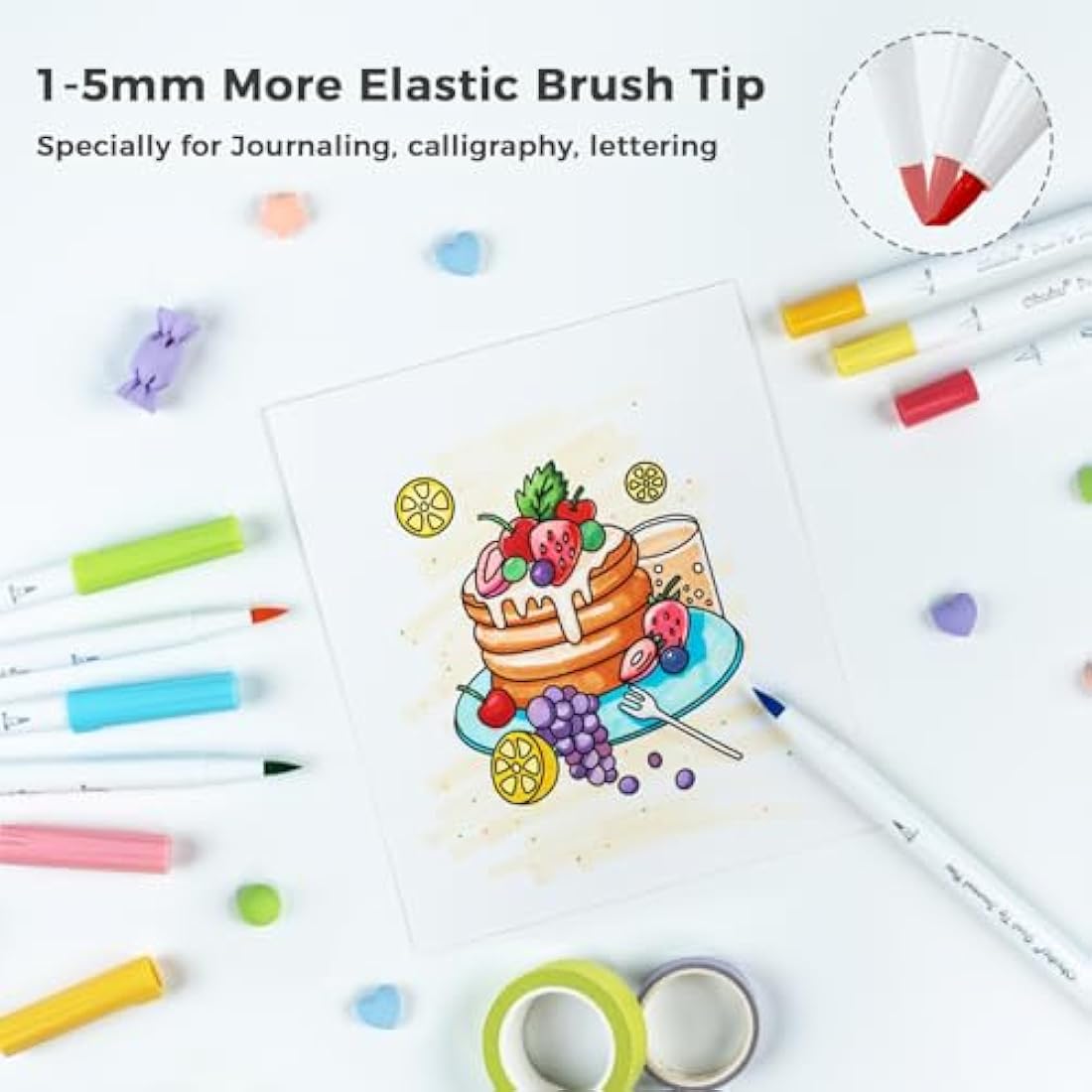 Ohuhu 80 Colours Dual Tip Brush & Fineliner Art Markers for Journaling