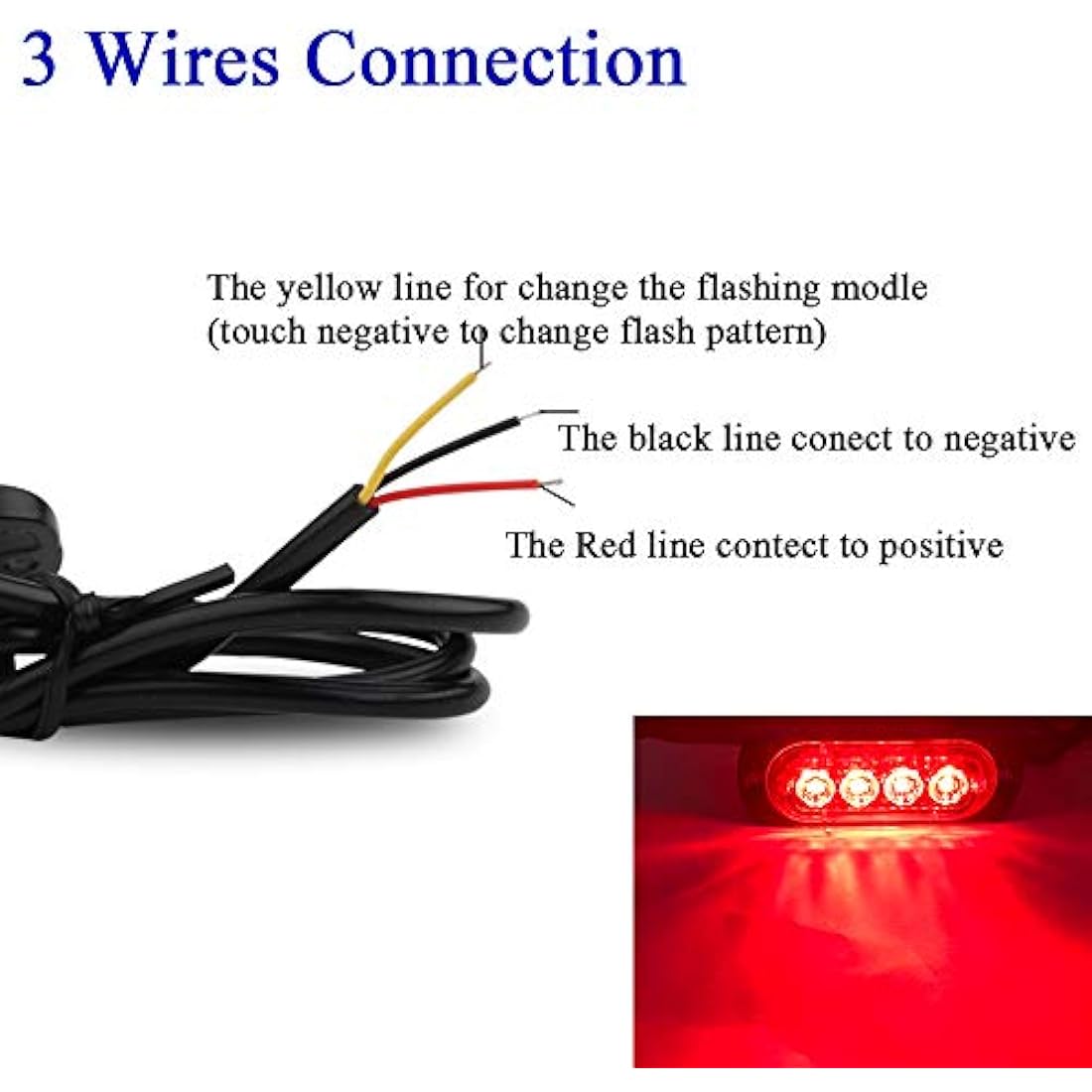 4pcs Ultra-Thin Red LED Emergency Strobe Warning Lights