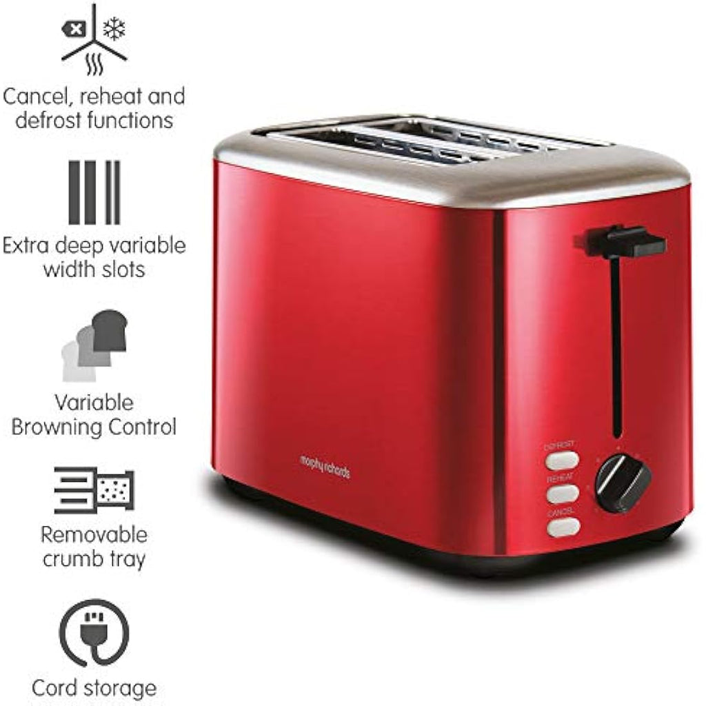 Morphy Richards Equip 2-Slice Toaster – Red Stainless Steel – 222066