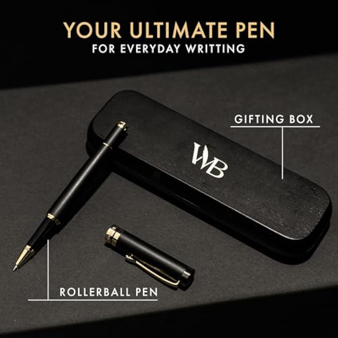 Wordsworth and Black Luxury Bamboo Rollerball Pen with Gold Accents