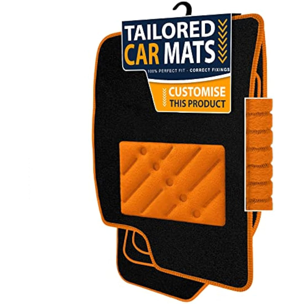 Jaguar E-PACE 2017-2021 Tailored Car Mats - Black Carpet Orange Trim
