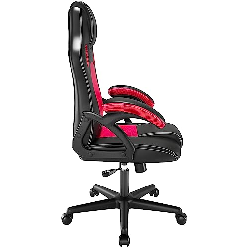 Play haha Ergonomic Racing Gaming Chair – PU Leather Swivel Desk Seat, Red