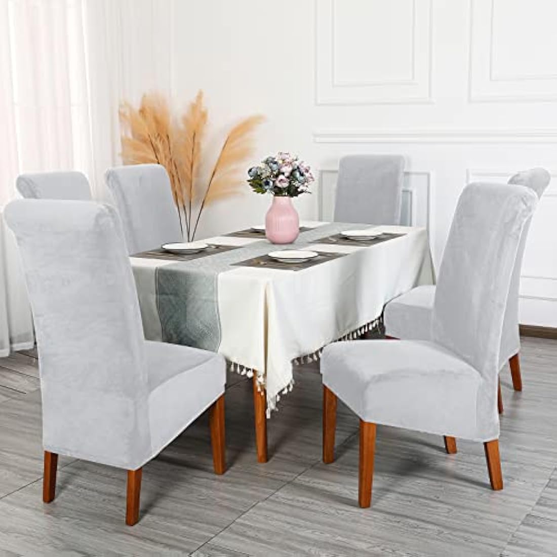 Velvet Dining Chair Covers – XL Stretch Slipcovers, 4 Pack