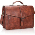 Estarer 17.3 Inch Leather Laptop Bag | Large Mens Business Briefcase – Brown