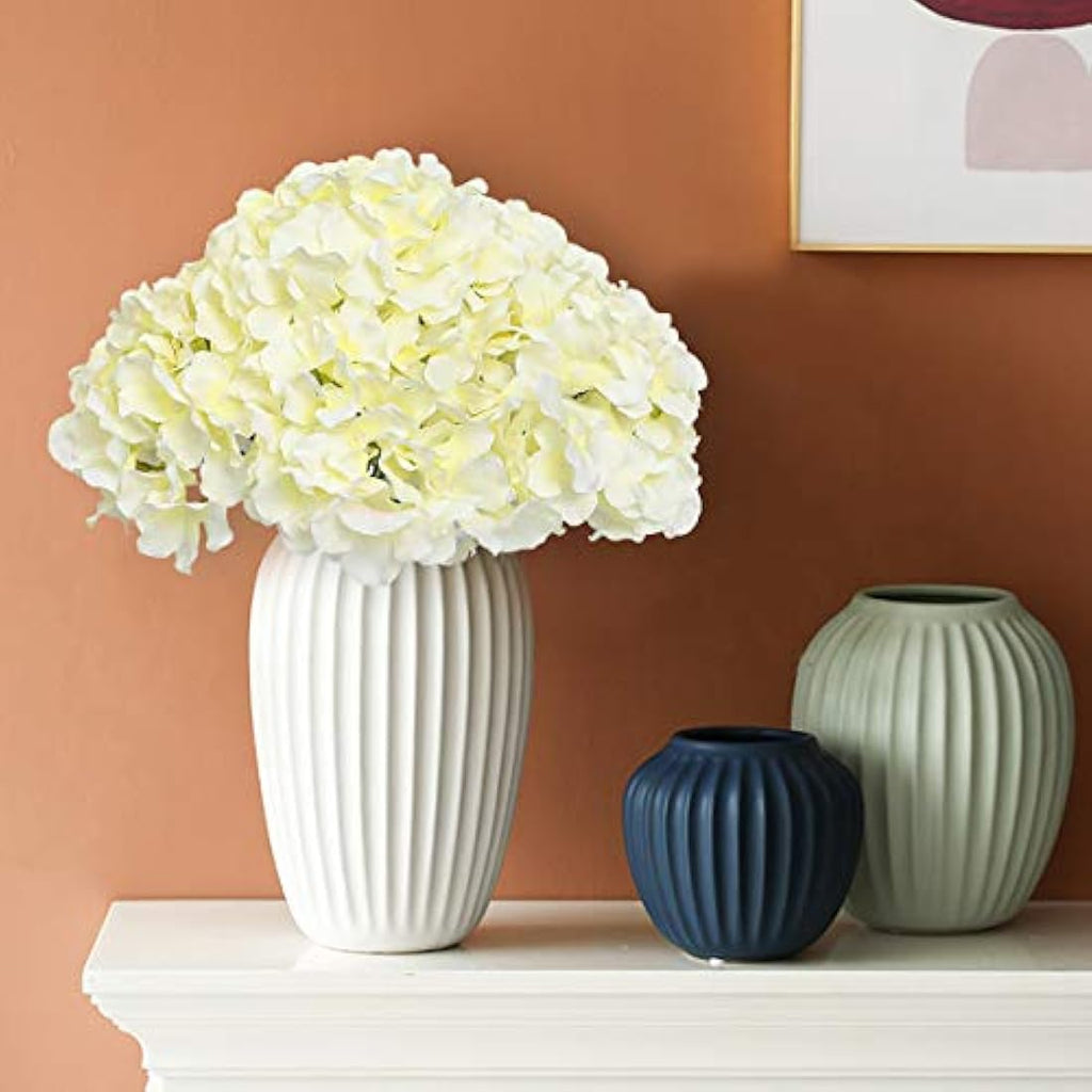 Tifuly 12Pcs Artificial Silk Hydrangeas – Realistic Cream White Flowers