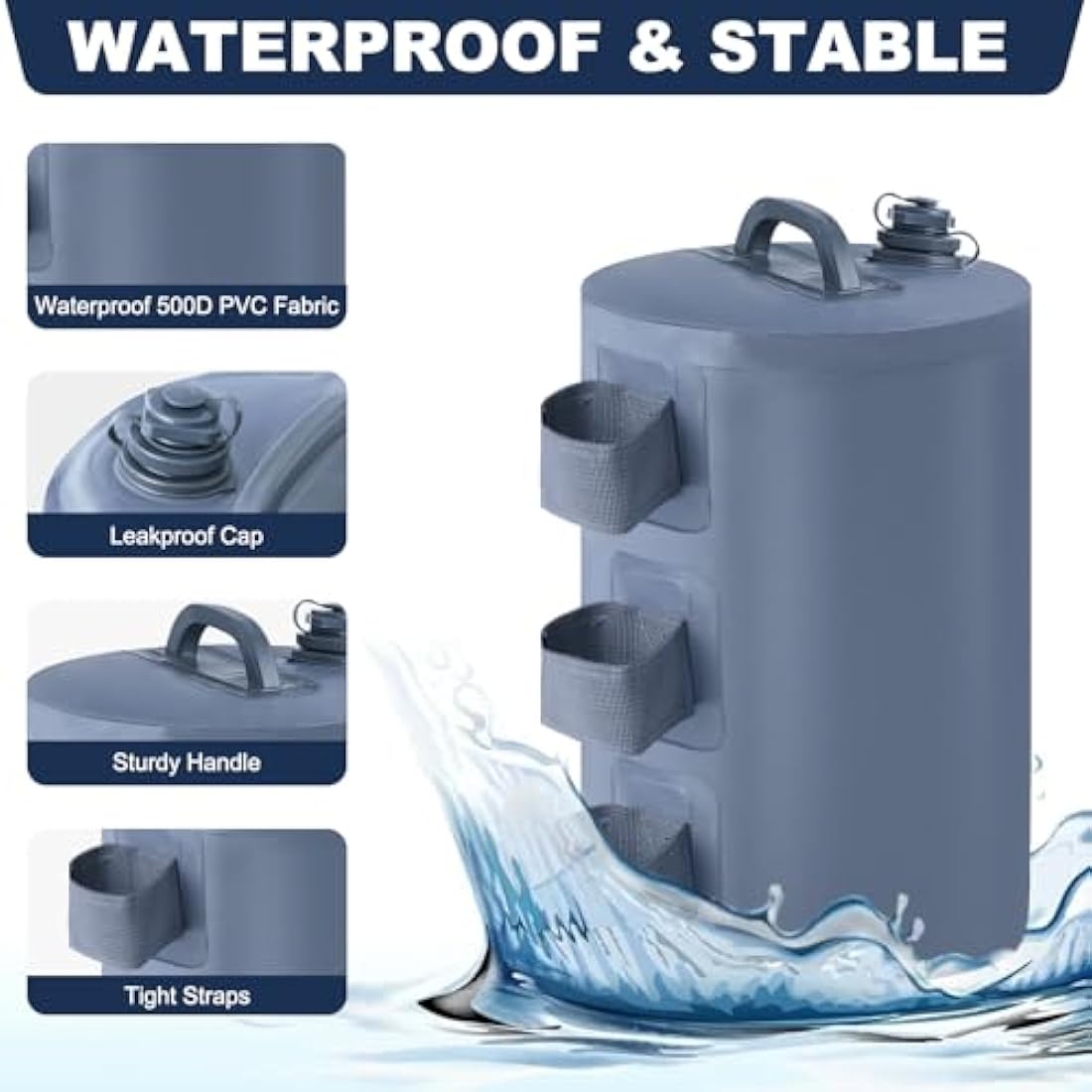 MASTERCANOPY Gazebo Water Weight Bags | 500D PVC Canopy Leg Weights, 4PK