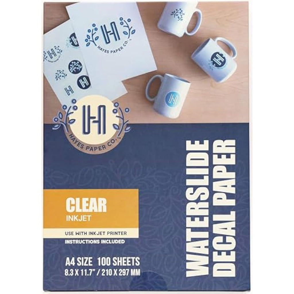 Hayes Paper Co Clear Waterslide Decal Paper for Inkjet - A4, 100 Sheets