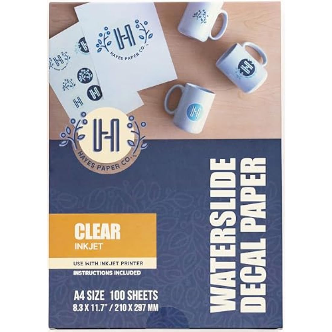Hayes Paper Co Clear Waterslide Decal Paper for Inkjet - A4, 100 Sheets