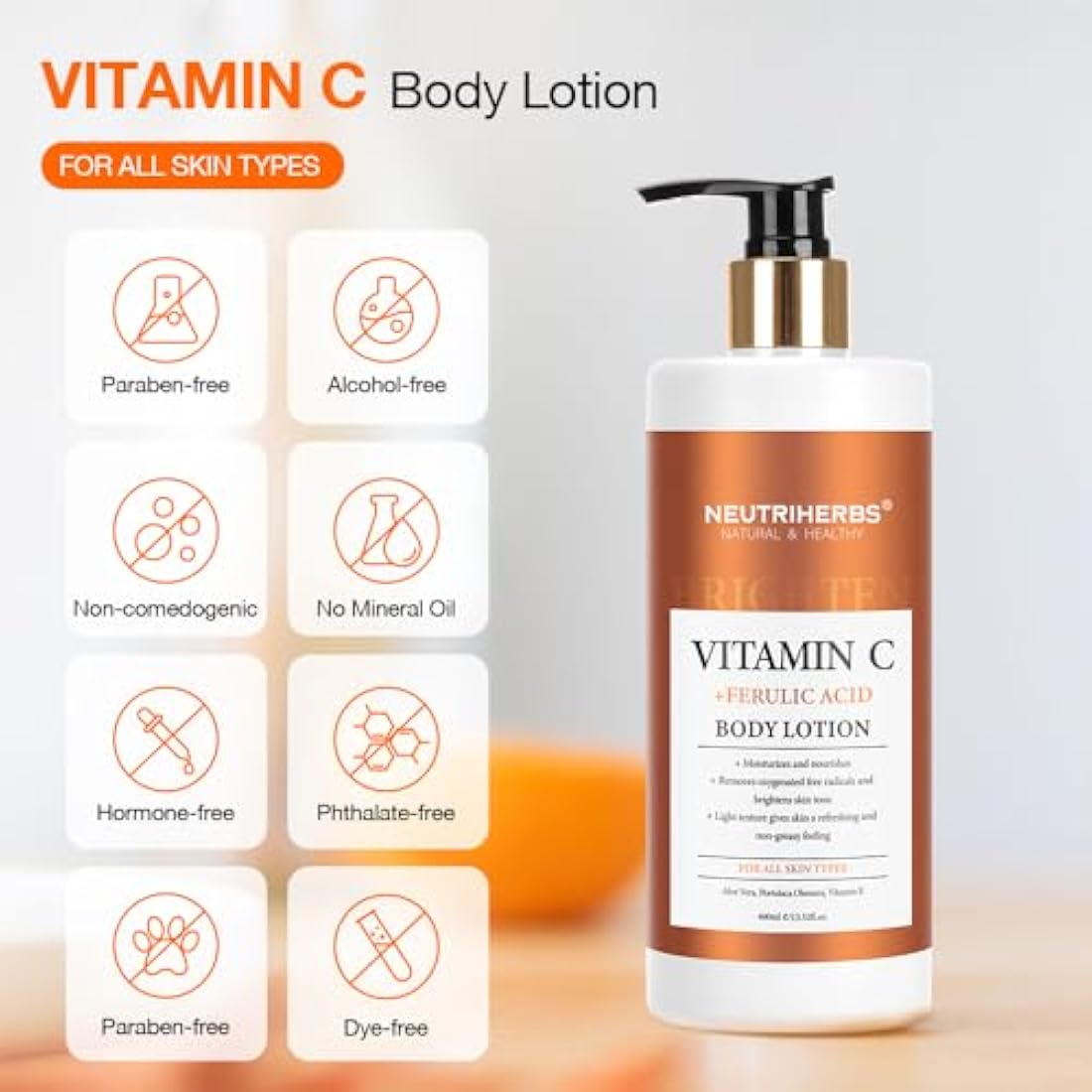 Neutriherbs Vitamin C & Ferulic Acid Brightening Body Lotion - 13.52oz