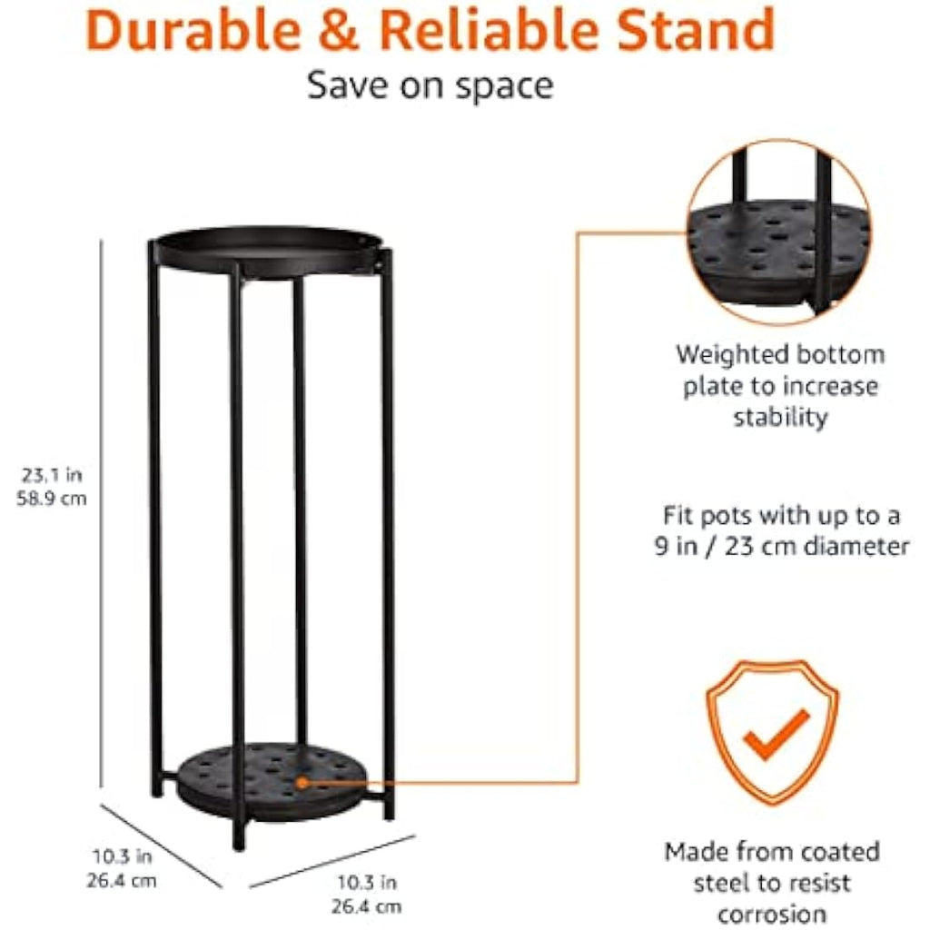 Jolof Store Round Plant Stand – 2-Tier Coated Steel Indoor Outdoor Rack