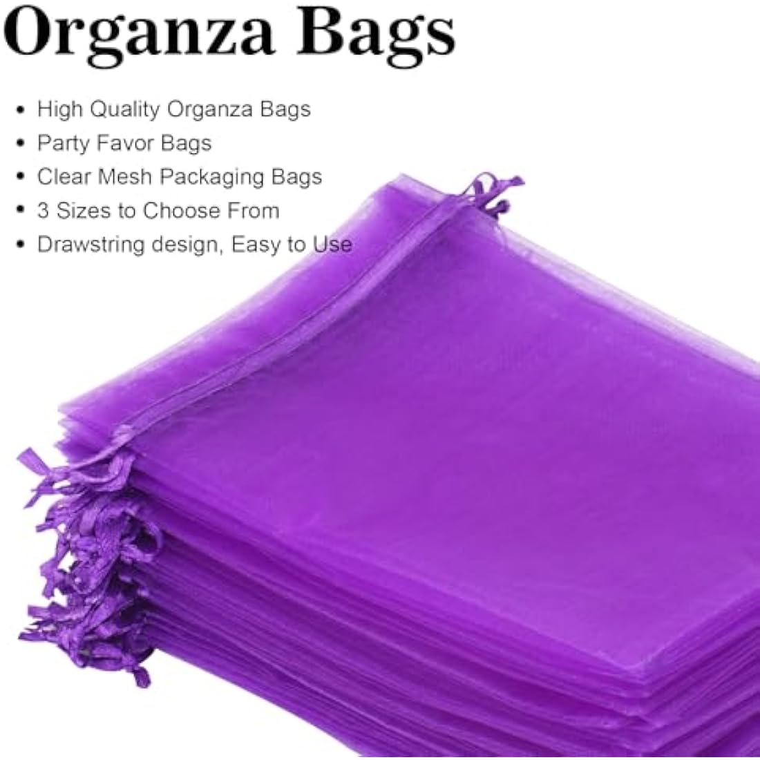 G2PLUS Purple Organza Gift Bags | 100 PCS Mesh Jewelry Pouches 10x15cm