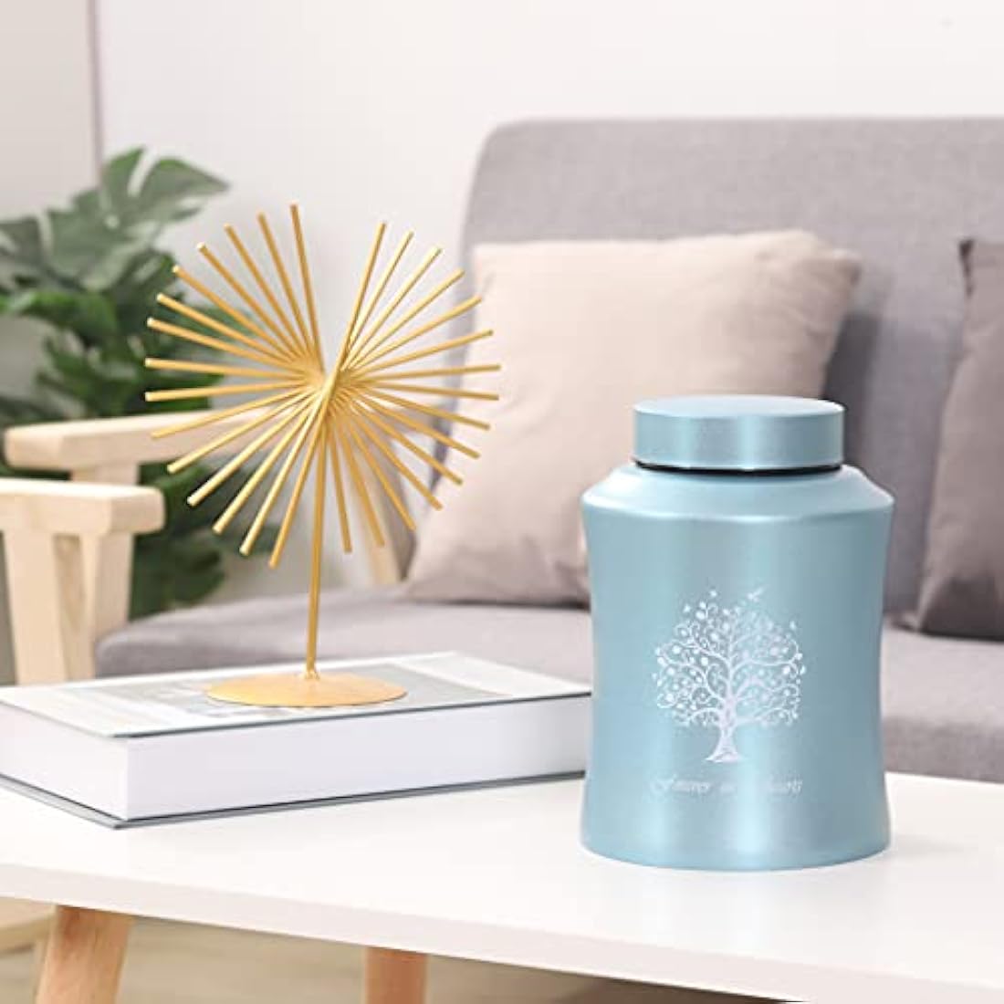 Blue Stainless Steel Cremation Urn for Human Ashes